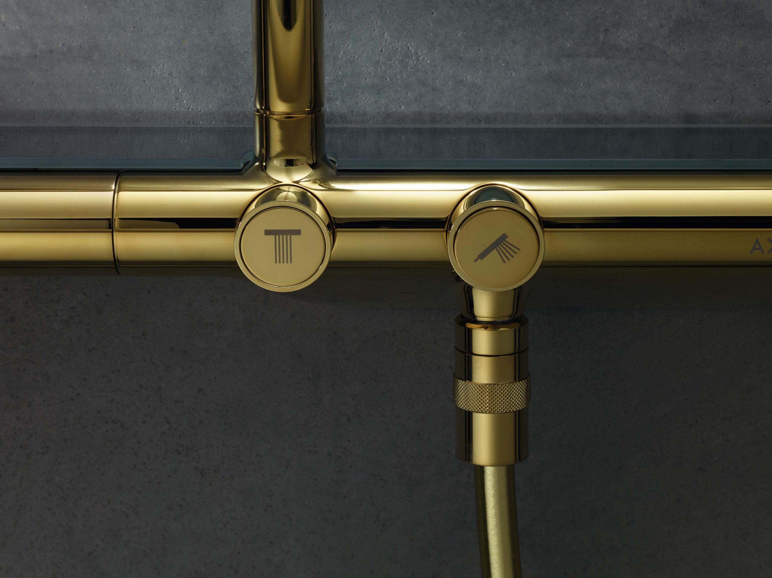 Colonne de douche Showerpipe Axor ShowerSolutions avec mitigeur thermostatique en doré poli - vue 3