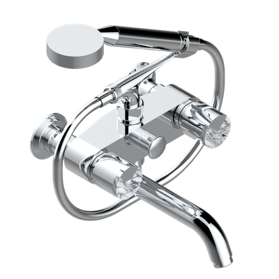 Mélangeur de bain / douche THG avec douchette et flexible - Collection "Le 9 howlite"