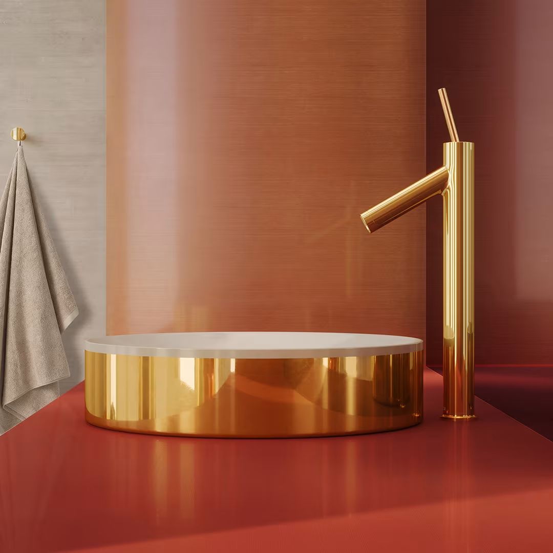 Vasque à poser AXOR Suite circulaire diamètre 40 cm en doré poli