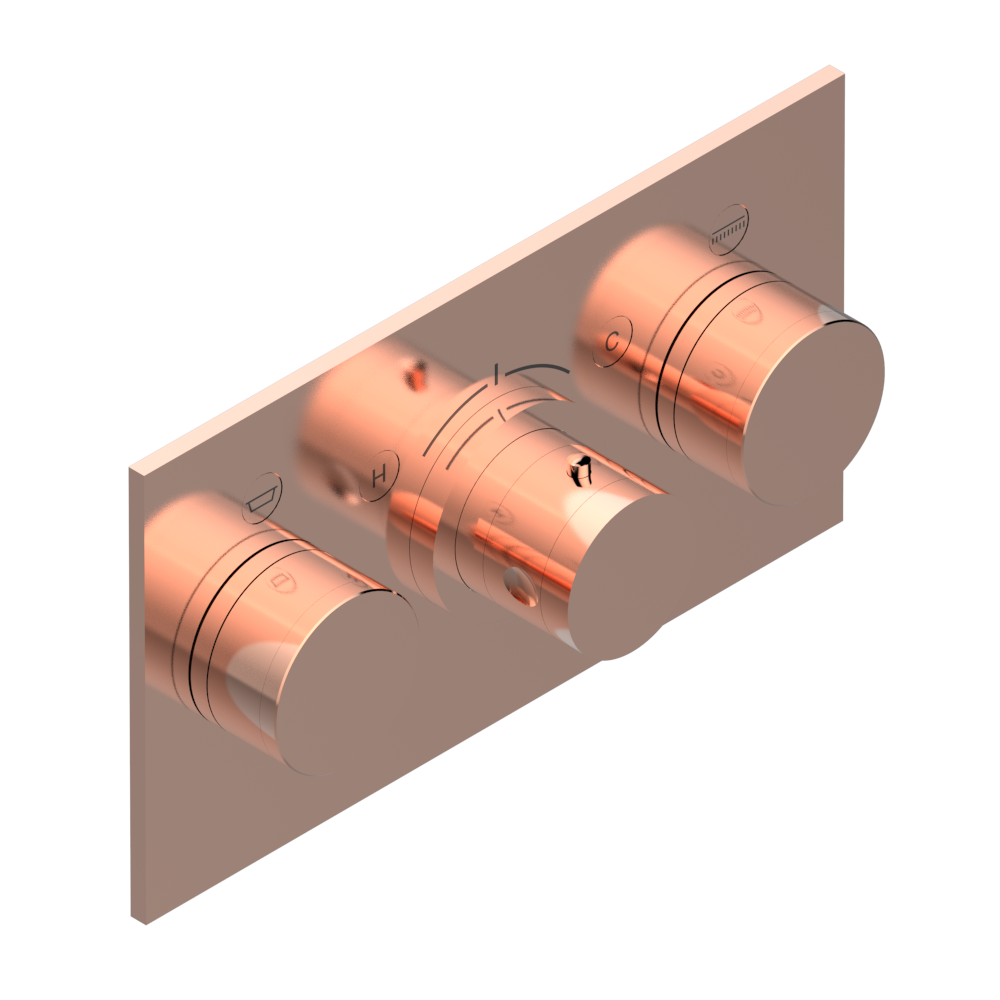 Set de finition THG pour douche thermostatique à encastrer avec deux robinets d'arrêt pour installation horizontale à 2 fonctions - Collection "Yoko Color" — vue 4
