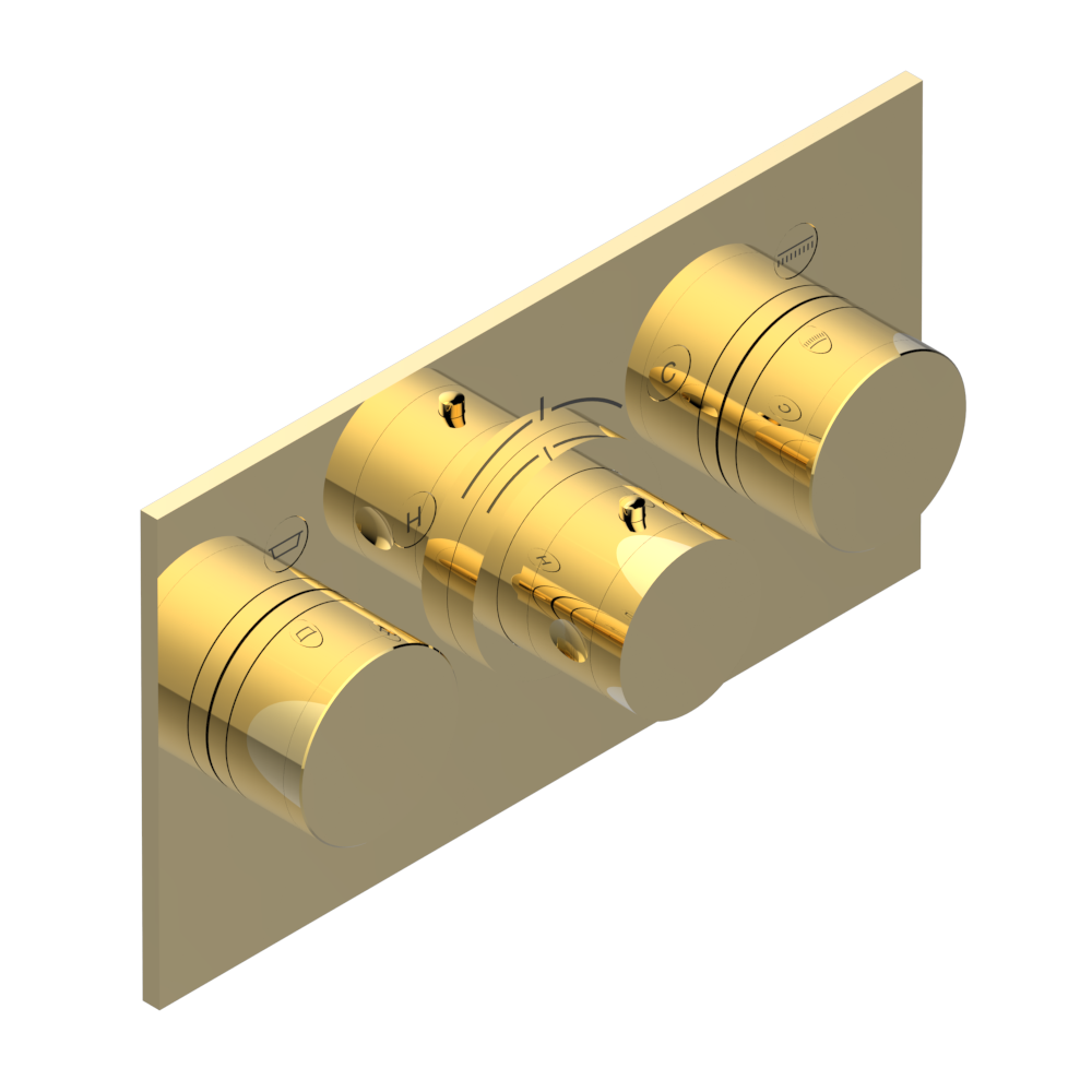Set de finition THG pour douche thermostatique à encastrer avec deux robinets d'arrêt pour installation horizontale à 2 fonctions - Collection "Yoko Color" — vue 3