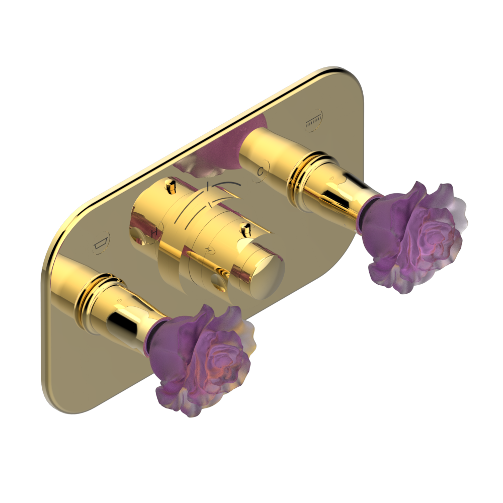 Set de finition pour douche thermostatique à encastrer avec deux robinets d'arrêt pour installation horizontale à 2 fonctions THG Paris - Collection "Rose" — vue 3