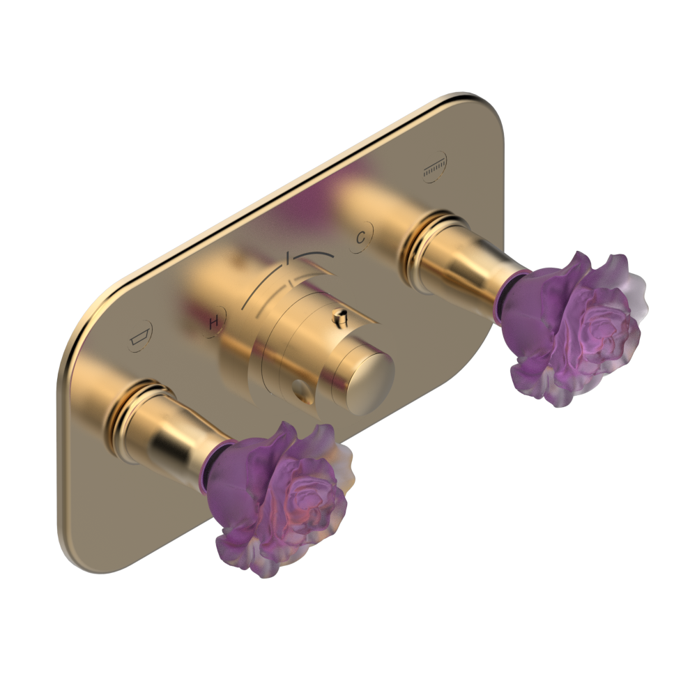 Set de finition pour douche thermostatique à encastrer avec deux robinets d'arrêt pour installation horizontale à 2 fonctions THG Paris - Collection "Rose" — vue 5