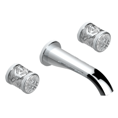 Batteria lavabo da incasso a due maniglie · THG Paris · Hirondelles tamponnées platine