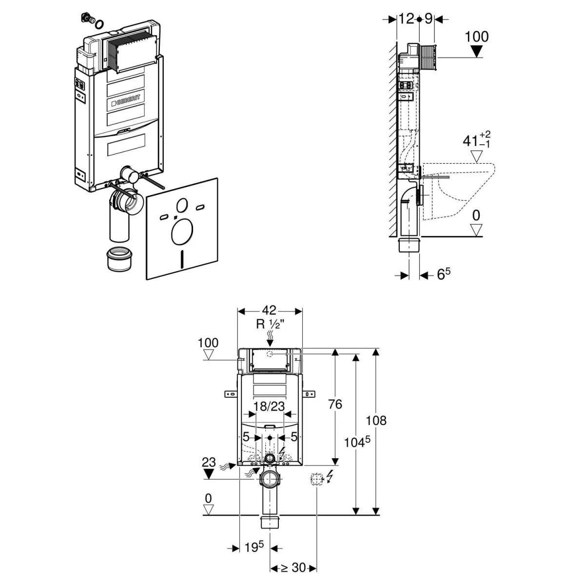 Bâti-support Geberit Combifix Sigma 12 cm UP320 pour montage dans parois maçonnées - vue 12