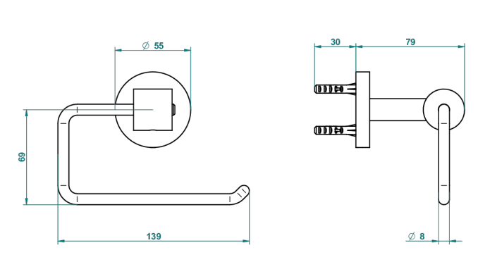 Porte-rouleau sans couvercle THG - Collection "Dean" — vue 4