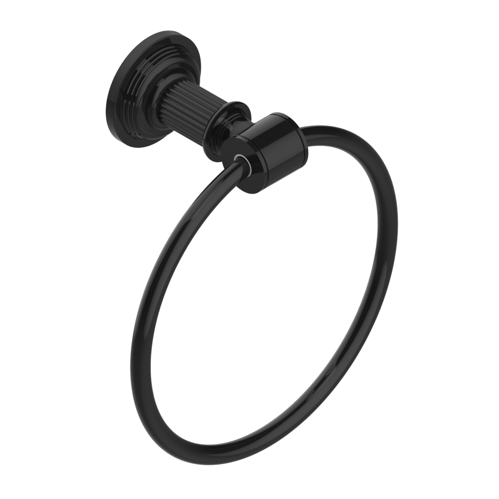 Porte-serviettes noir, collection THG Grand Central Onyx, laiton sans plomb, fixation murale avec fixations invisibles.