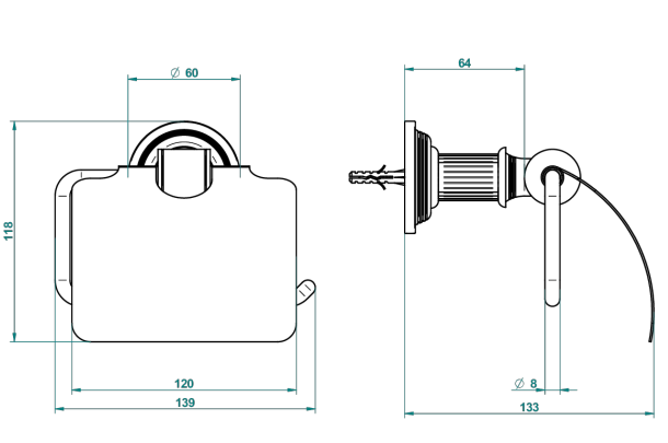 Porte-rouleau avec couvercle THG - Collection "Grand Central manette métal" — vue 4