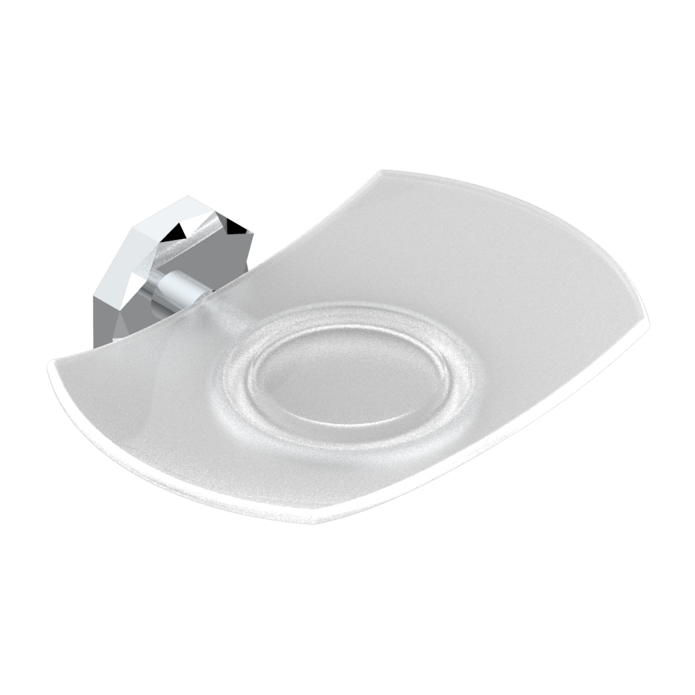 Porte-savon mural THG Nihal en porcelaine ivoire blanche avec support en métal argenté.