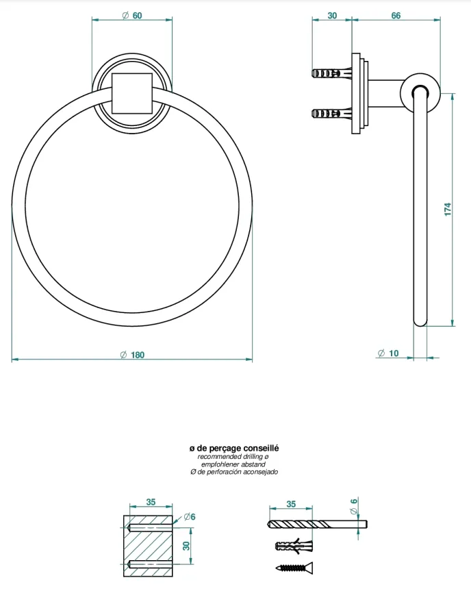 Anneau porte-serviette THG - Collection "Le 9 Howlite" — vue 4