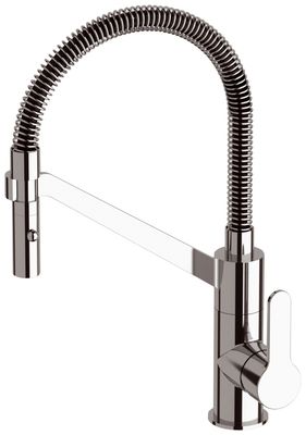 Robinet de cuisine chromé Remer avec bec mobile à 360 degrés et pommeau de douche extractible.