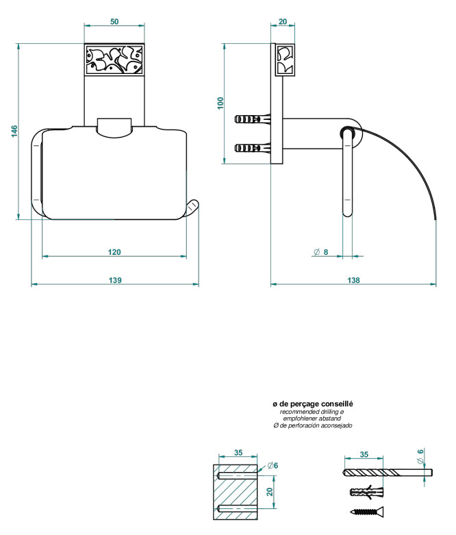 Porte-rouleau avec couvercle THG - Collection "Ginkgo" — vue 4