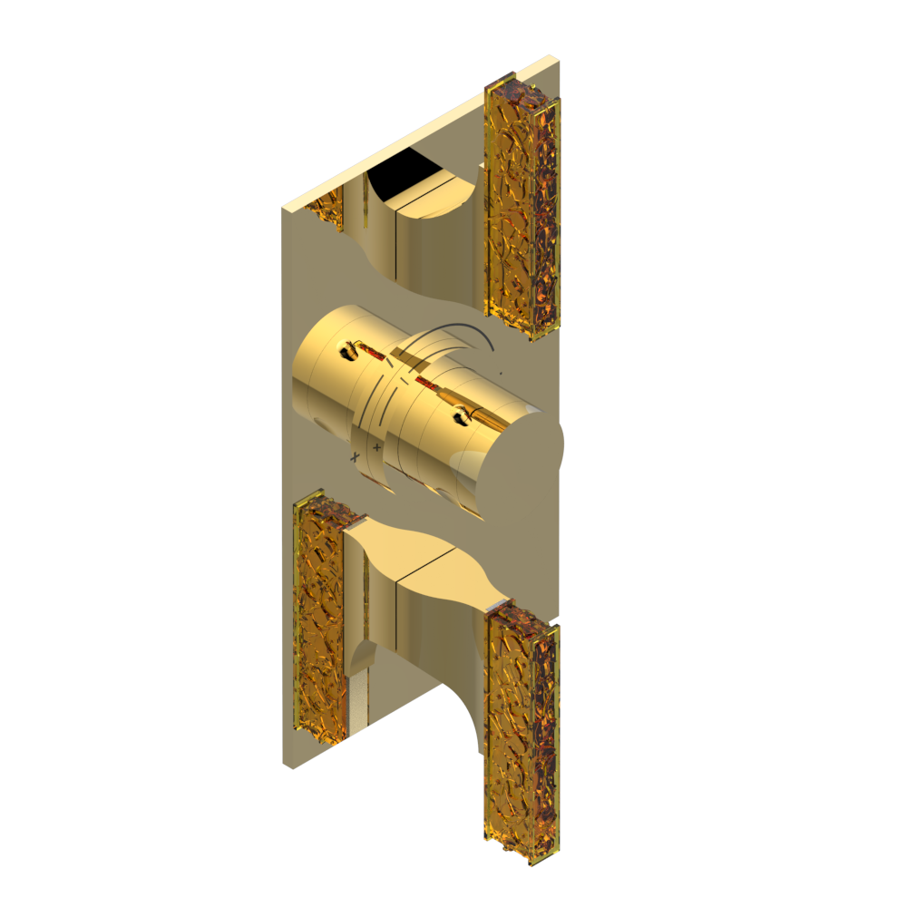 Set de finition THG pour douche thermostatique à encastrer avec deux robinets d'arrêt à 2 fonctions - Collection "Ginkgo" — vue 3