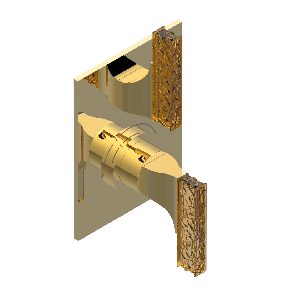 Set de finition THG pour douche thermostatique à encastrer avec un robinet d'arrêt - Collection "Ginkgo" — vue 3