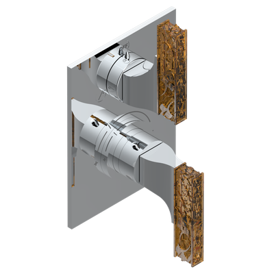 Set de finition THG pour douche thermostatique à encastrer 2 fonctions avec inverseur - Collection "Ginkgo"