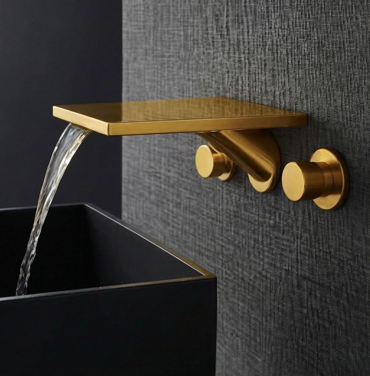 Mélangeur de lavabo 3 trous encastré Axor Massaud bec long en doré poli