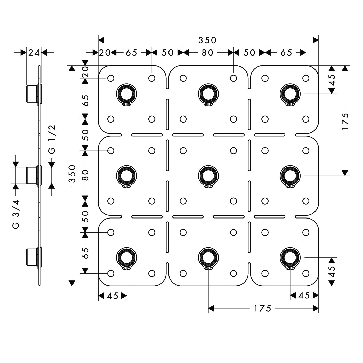 Platine d'installation AXOR ShowerSolutions — vue 2
