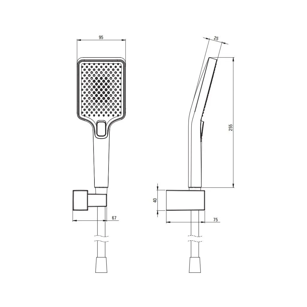 Wall-mounted Deante Alpinia support with hand shower and 1.50 m flexible in matte black