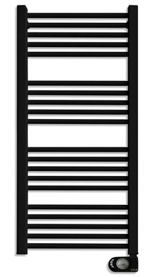 Radiateur sèche-serviettes électrique HJM NOOR (750 W) 110 x 50,5 cm en noir mat avec technologie sans fluide