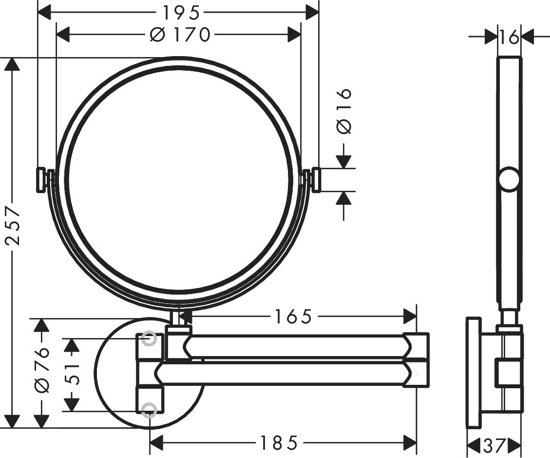 Shaving Mirror Axor Universal Circular in Matte Black