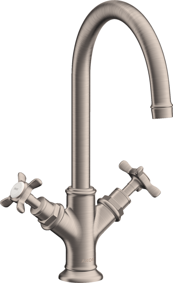 Mélangeur de lavabo AXOR Montreux 210 avec tirette et vidage en nickel brossé