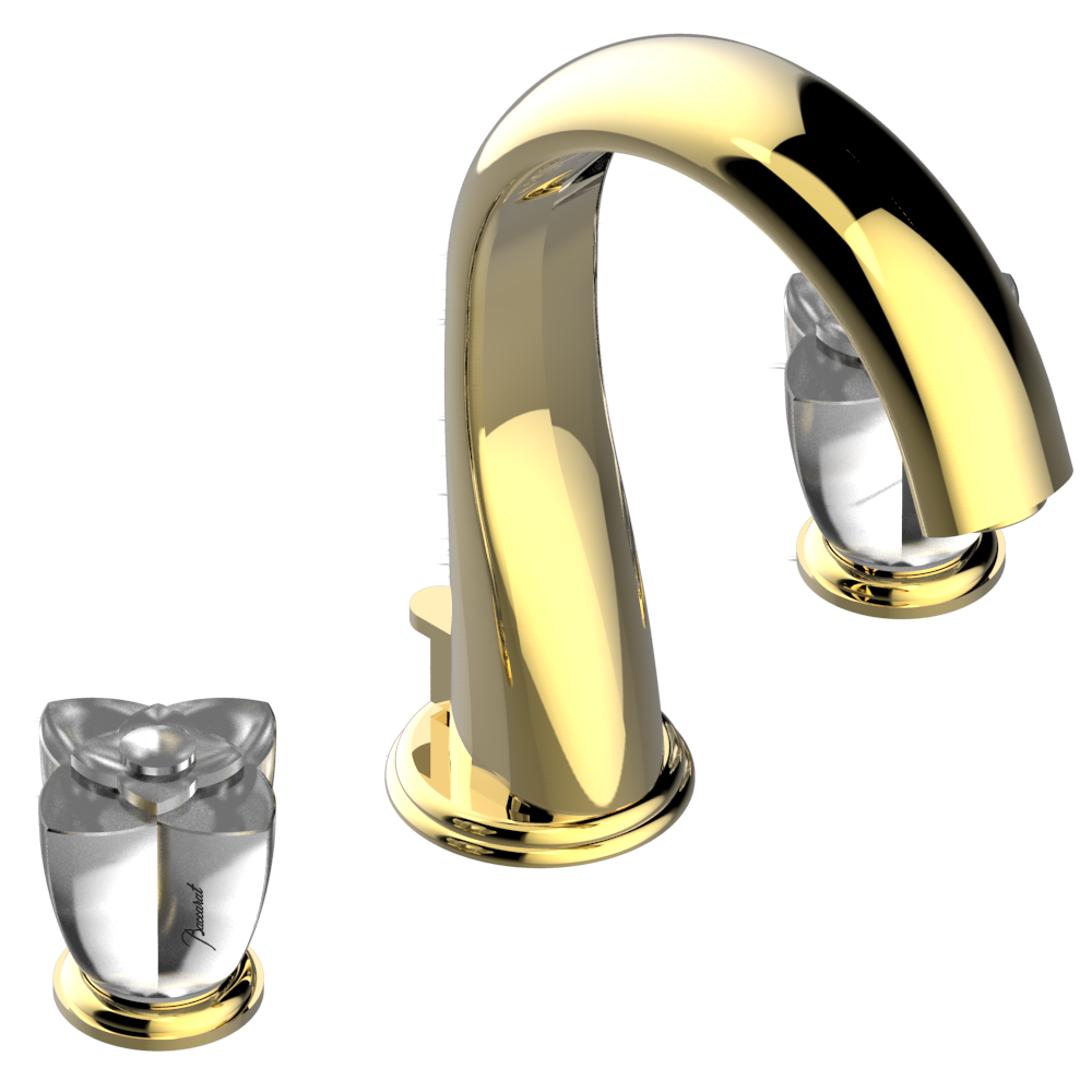 Mélangeur de lavabo 3 trous THG avec vidage - Collection "Pétale de Cristal Clair" — vue 3