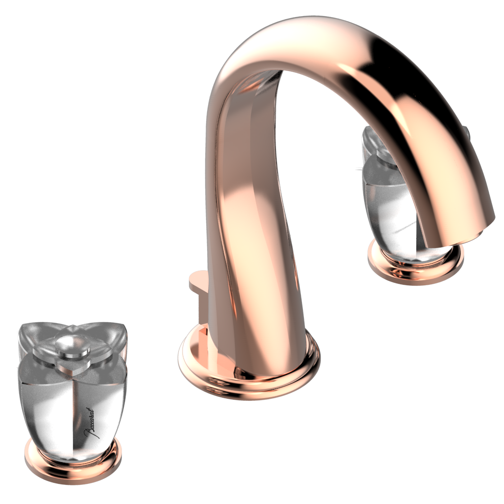 Mélangeur de lavabo 3 trous THG avec vidage - Collection "Pétale de Cristal Clair" — vue 4