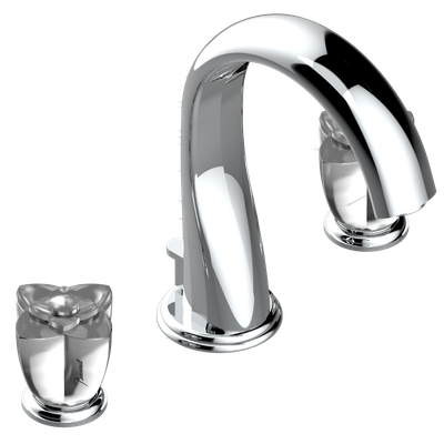Mélangeur de lavabo 3 trous THG avec vidage - Collection "Pétale de Cristal Clair"