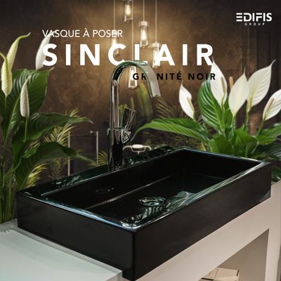 Vasque à poser Sinclair 64 cm en granité noir