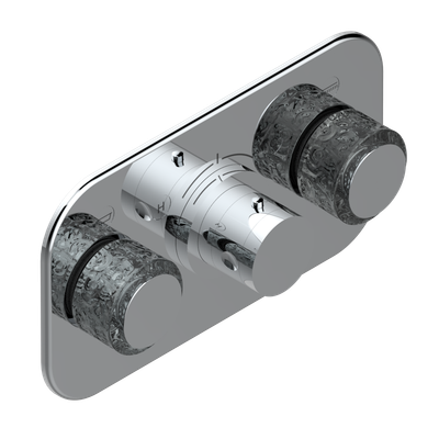 Set de finition THG pour douche thermostatique à encastrer avec deux robinets d'arrêt pour installation horizontale à 2 fonctions - Collection "New Paradise"