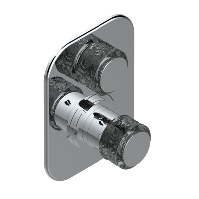 Set de finition THG pour douche thermostatique à encastrer avec un robinet d'arrêt - Collection "New Paradise"