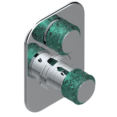 Set de finition THG pour douche thermostatique à encastrer avec un robinet d'arrêt - Collection "New Island"