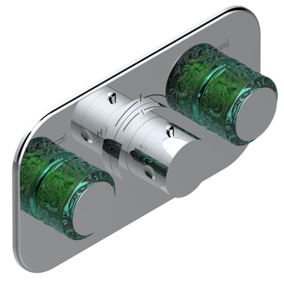 Set de finition THG pour douche thermostatique à encastrer avec deux robinets d'arrêt pour installation horizontale à 2 fonctions - Collection "New Island"