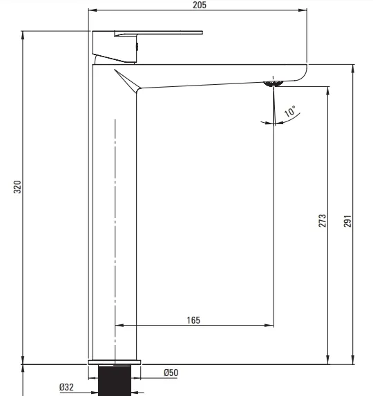 Mitigeur de lavabo rehaussé Deante Alpinia 273 sans bonde en PVD doré poli — vue 3