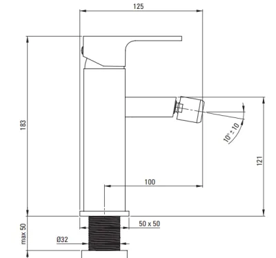 Bidet Mixer Deante Anemon with Click-Clack Waste in Matt Black