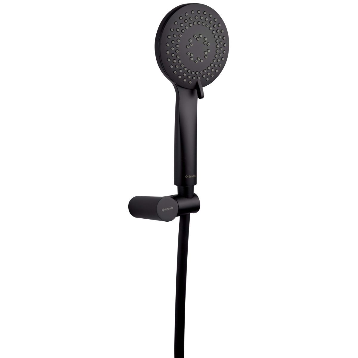 Pommeau de douche Deante Arnika noir mat avec douchette et flexible de 1,50 m inclus.