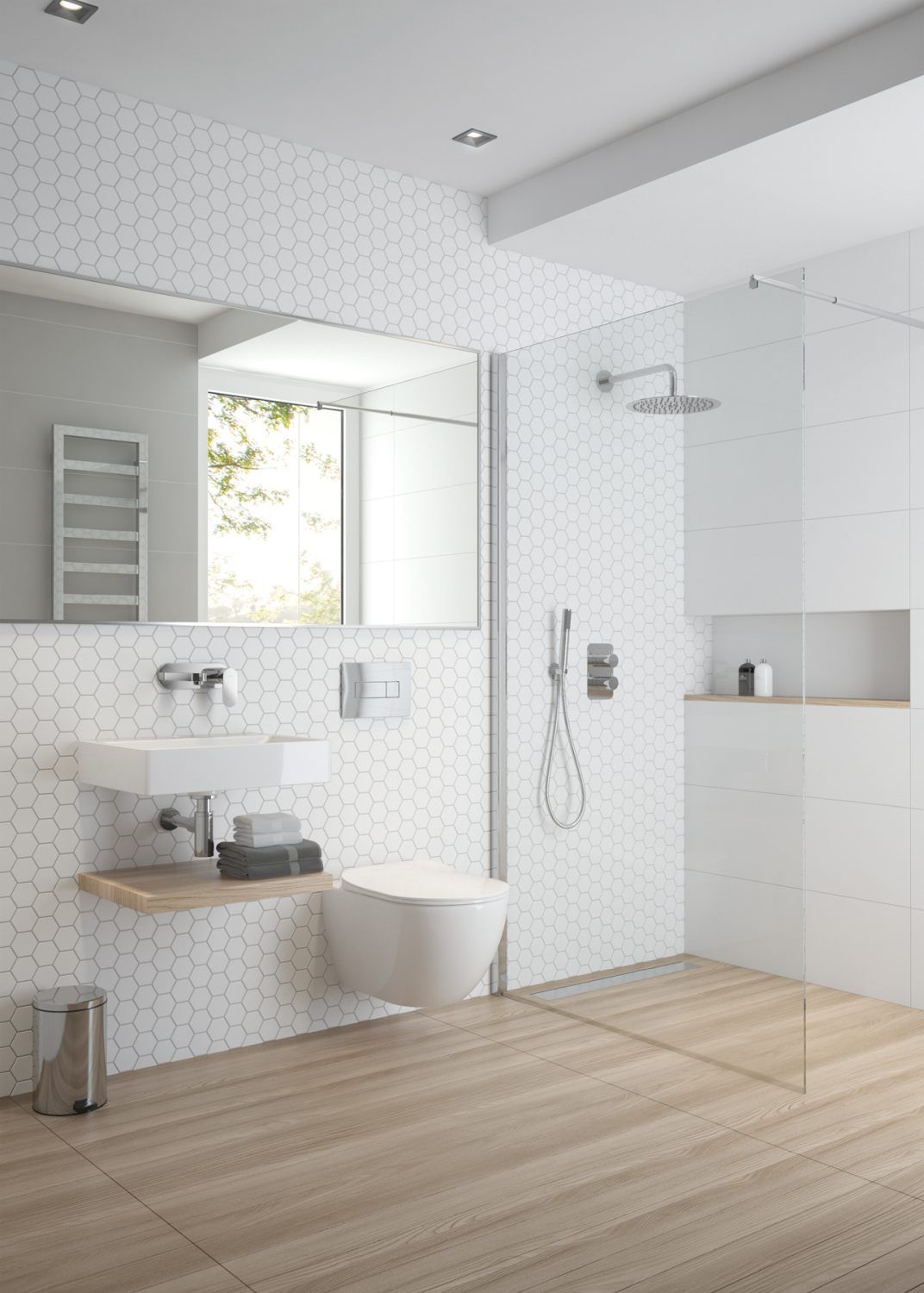 Bras de douche mural Deante Cascada 348 mm avec rosace ronde en chromé — vue 3