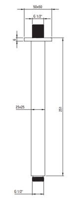 Ceiling Shower Arm Deante Cascada 251 mm with Square Chrome Rose