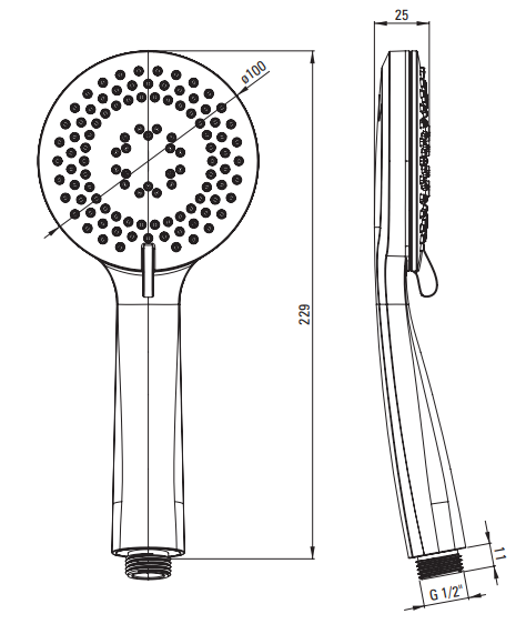 Colonne de douche ronde Deante 250 avec mitigeur thermostatique en chromé avec douchette à main 3 jets — vue 2