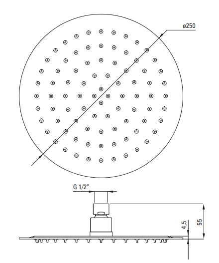 Colonne de douche ronde Deante 250 avec mitigeur thermostatique en chromé avec douchette à main 3 jets — vue 3