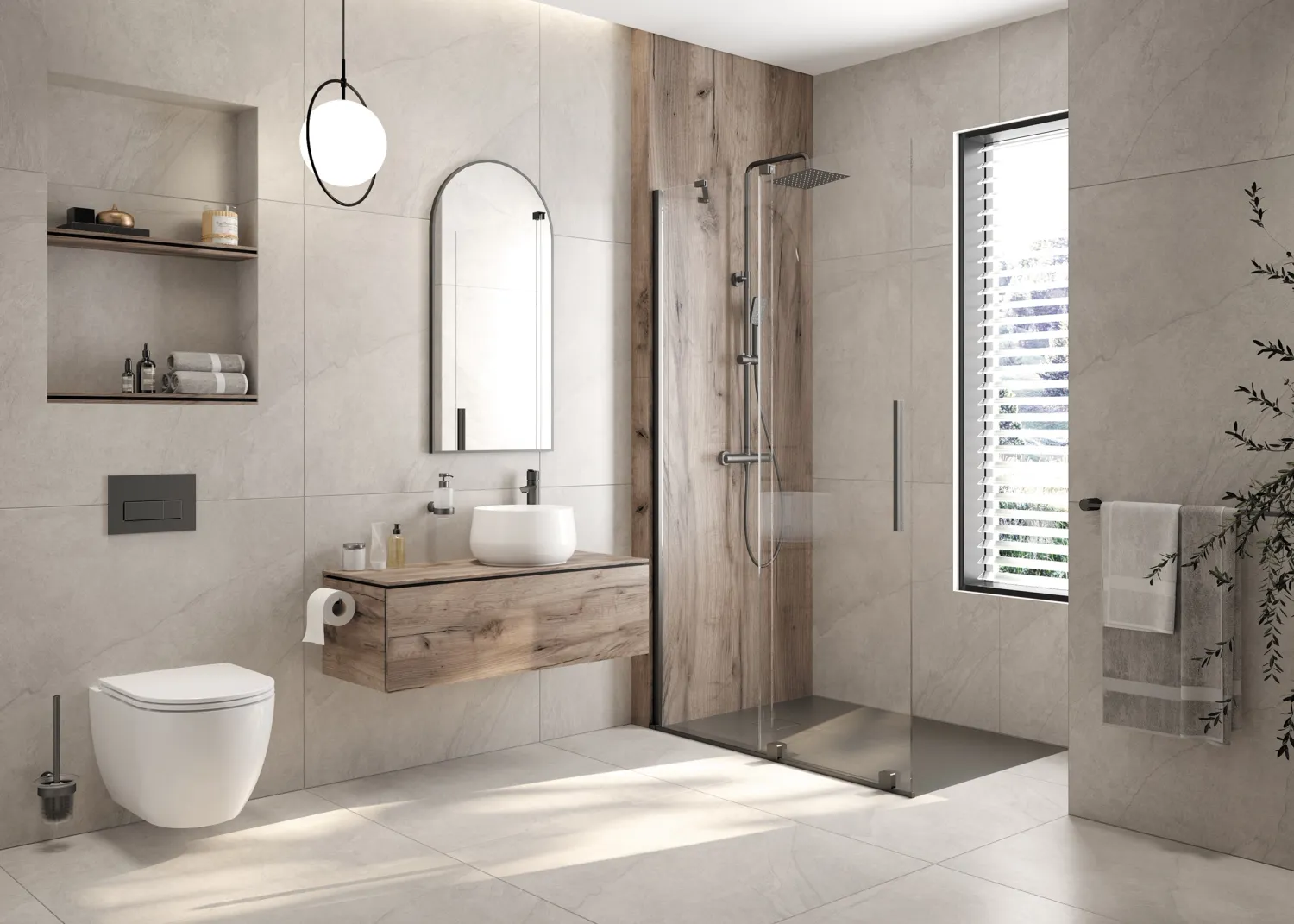Colonne de douche carrée Deante 250 avec mitigeur thermostatique en titane avec douchette à main 3 jets