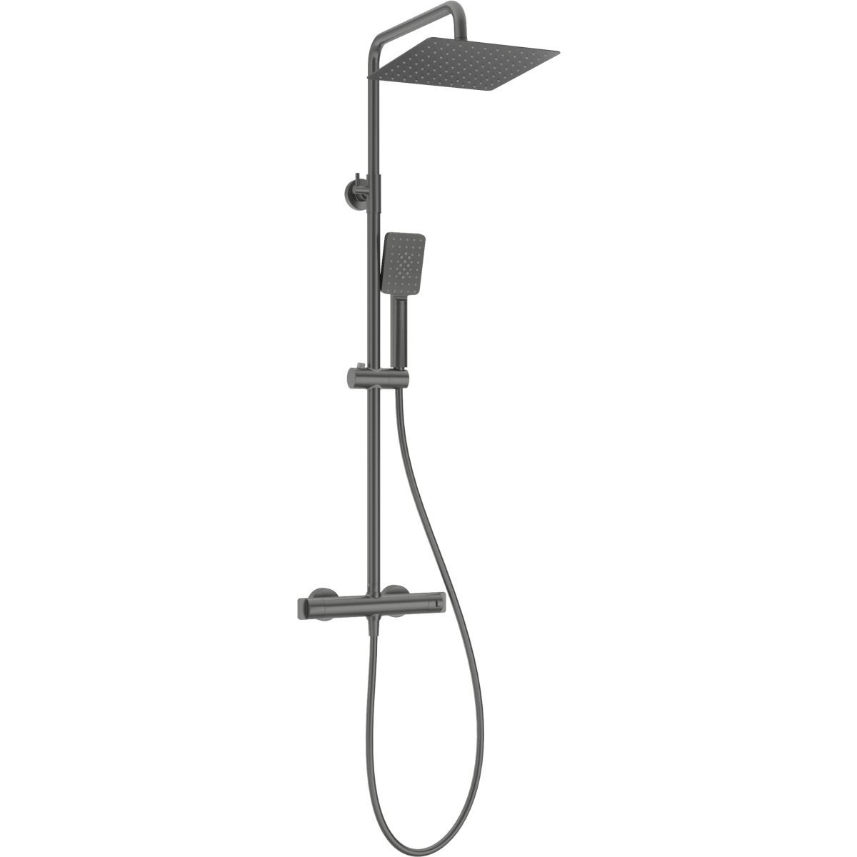 Colonne de douche carrée Deante 250 avec mitigeur thermostatique en titane avec douchette à main 3 jets