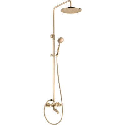 Colonne de douche Deante Temisto 250 or avec mitigeur et douchette à main en laiton PVD brossé.