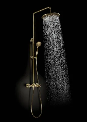 Colonne de douche Deante Temisto 250 avec mitigeur de douche et bec verseur en PVD laiton brossé