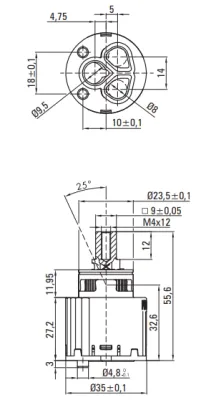 Four-Hole Faucet for Bathtub Edge Installation Deante Silia in Titanium
