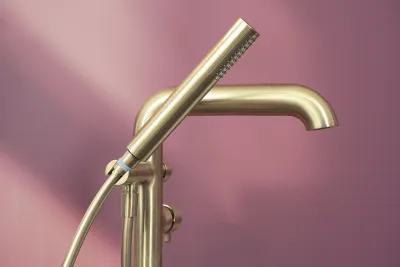 Bath/Shower Mixer Deante Silia for Floor Mounting in Brushed Gold