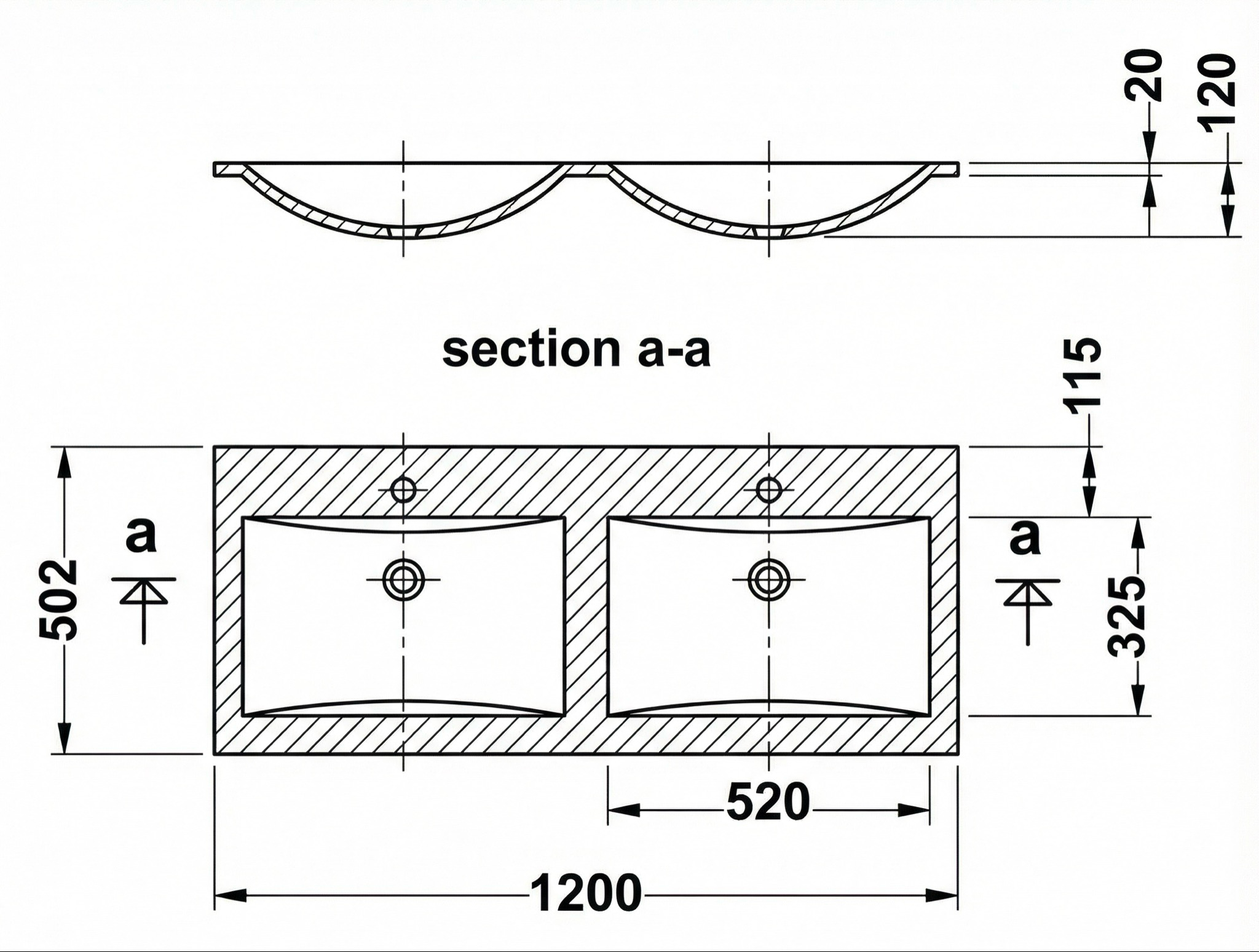 Plan-vasque double Comete 120 cm - vue 3