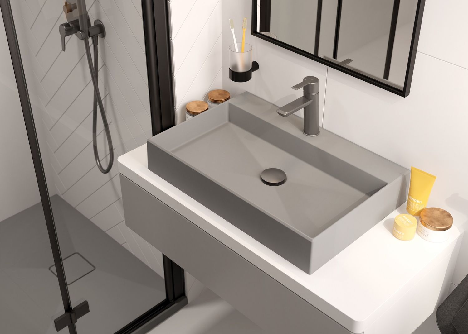 Bonde de lavabo Deante click-clac en titane — vue 4