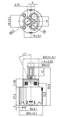 4-Hole Mixer Tap for Bathtub Edge Mounting Deante Silia in Chrome