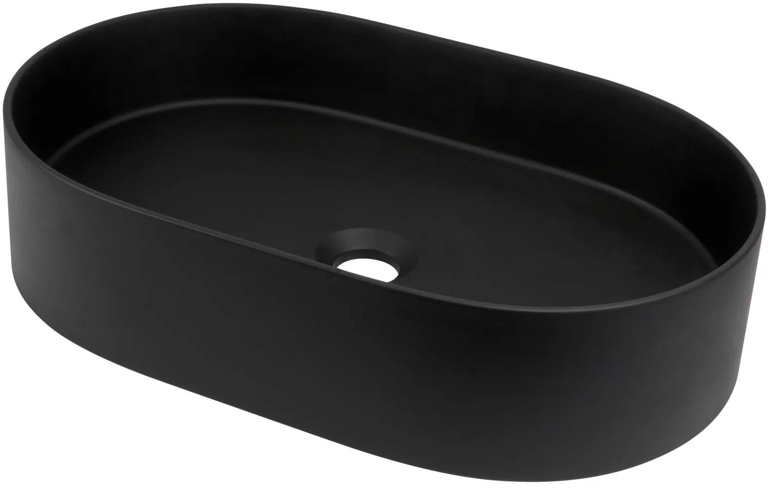 Oval countertop washbasin Deante Silia 55 x 35 cm in matte black